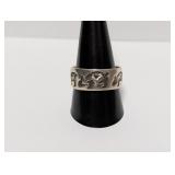 .925 Sterl Animal Motif Vintage Band Sz 12