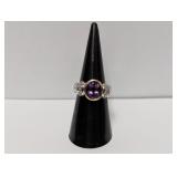 14K/.925 Sterl Amethyst Filigree Ring Sz 6.5