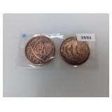 (2) 1oz .999 Copper Pirate Ship Rounds