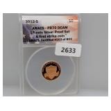 ANACS 2012-S PR70DCAM Lincoln Shield Cent