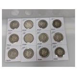 (12) Mixed Date 90% Silv Morgan $1 Dollars