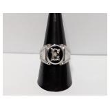 .925 Sterl "E" Monogram Statement Ring Sz 9.5