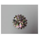 .925 Sterling Abalone Floral Brooch