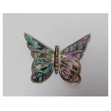 .925 Sterling Abalone Butterfly Brooch