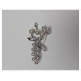 .925 Sterl Pearl Grape Cluster Brooch