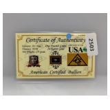 1/4Grain .999 24Kt Gold Certified Bullion