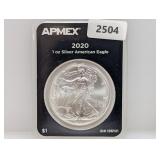 APMEX 2020 1oz .999 Silv Eagle $1 Dollar