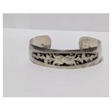 .925 Sterling Vintage Floral Cuff Bracelet