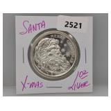 2022 1oz .999 Silv Santa Christmas Round