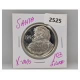 1995 1oz .999 Silv Santa Christmas Round