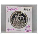 2012 1oz .999 Silv Xmas Penguins Round