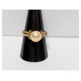 Vermeil/.925 Sterl Faux Pearl Ring Sz 9
