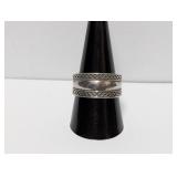 .925 Sterling Geometric Border Band Sz 10