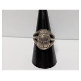 .925 Sterl Sculpted Scarab Beetle Signed Ring Sz 8