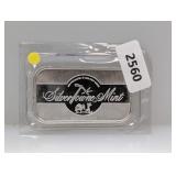 1oz .999 Silv Silver Towne Mint Art Bar