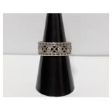 .925 Sterling Vtg Filigree Scrollwork Band Sz 7.5