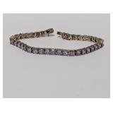 7" Vermeil/.925 Sterl Purple CZ Bracelet