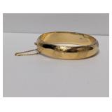 Vermeil/.925 Sterling Diamond Cut Hinged Bangle