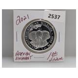 2021 1oz .999 Silv African Elephant