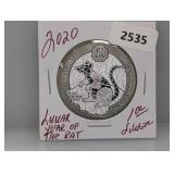 2020 1oz .999 Silv Yr of the Rat Lunar Ounce