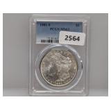 PCGS 1881-S MS63 90% Silv Morgan $1
