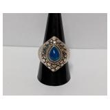 .925 Sterl Sarda Blue Teardrop Gemstone Ring Sz
