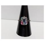 .925 Sterling Emerald Cut Statement Adj Ring