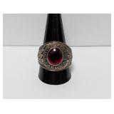 .925 Sterl Red Stone US Army Ring Sz 12