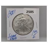 2001 1oz .999 Silver Eagle $1 Dollar