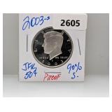 2003-S PF 90% Silver JFK Half $1 Dollar