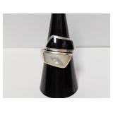 .925 Sterling FAS White & Black Stone Ring Size 8