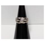 .925 Sterling Multi Band Ring Clear Stones Size 5