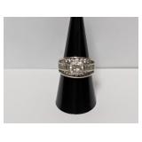 .925 Sterling Silver CZ Statement Ring Size 8