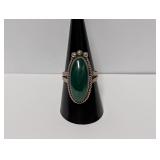 .925 Sterling Silver Malachite Ring Size 8.5
