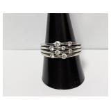 .925 Sterling Silver CZ Multi Band Ring Size 10