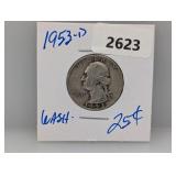 1953-D 90% Silver Wash Quarter