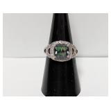 .925 Sterl Cocktail Ring Diamond/Mystic Topaz Sz 7