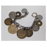 7" Foreign Coin Charm Bracelet