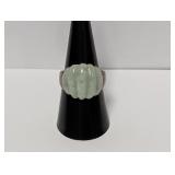 .925 Sterl Blue Carved Stone Cocktail Ring Sz 8
