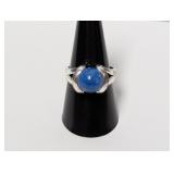 .925 Sterl Bypass Blue Stone Ring Size 9