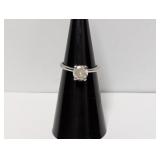 .925 Sterling Solitaire Clear Stone Ring Size 4.5