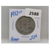 1953-D 90% Silver Franklin Half $1 Dollar