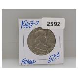 1963-D 90% Silver Franklin Half $1 Dollar