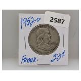 1952-D 90% Silver Franklin Half $1 Dollar