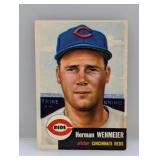 1953 Topps Baseball Herman Wehmeier Reds Stain