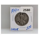 1941-D 90% Silver Walker Half $1 Dollar
