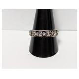 .925 Sterling Silver X Motif Band Size 11