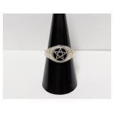 .925 Sterling Silver Inlaid Pentagram Ring Size 9