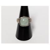 .925 Sterl Greek Key Light Blue/Gray Stone Sz 8