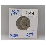 1941 90% Silver Wash Quarter